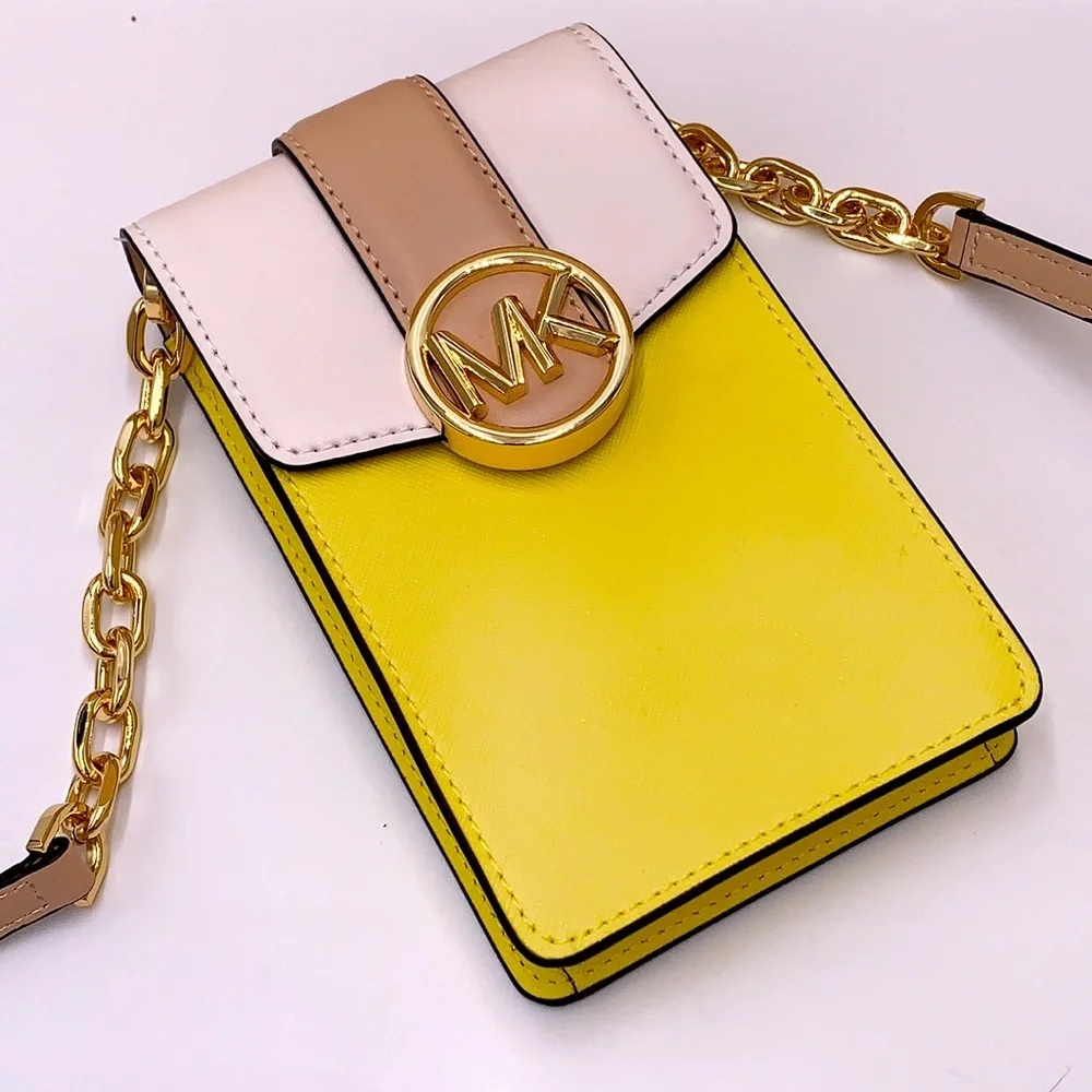 MICHAEL KORS Carmen Small Color-Block Faux Leather Phone Crossbody Bag